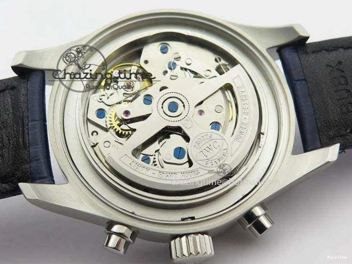 MIROTIME 0723 Pilot Chrono SS IW387809 ZF 1:1 Best Edition Silver Dial Blue Numbers On Blue Leather Strap A Lightweight 7263